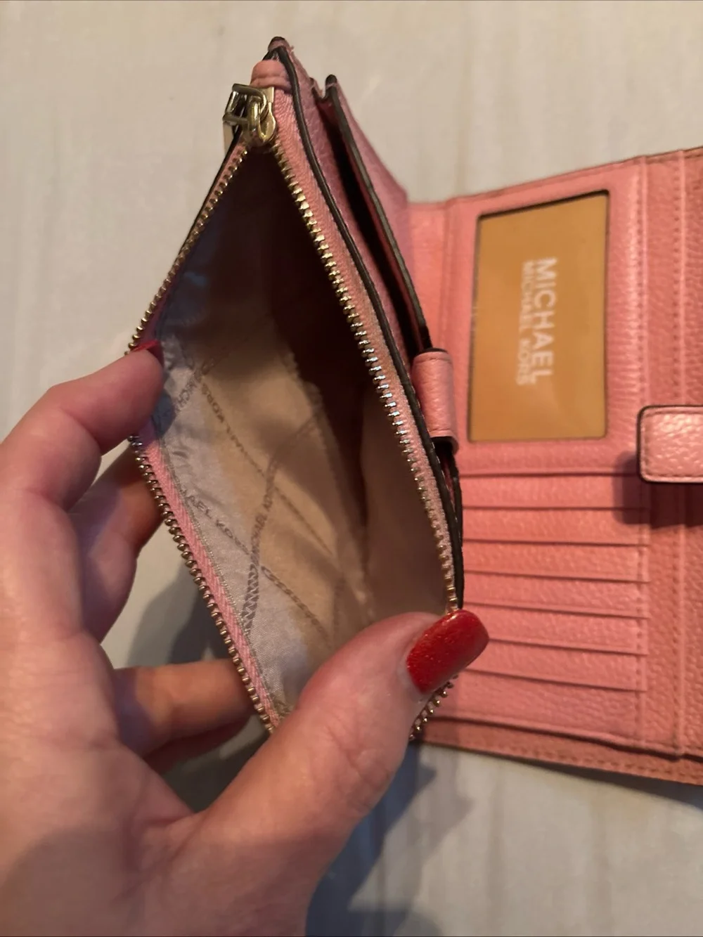 MICHAEL KORS Adele Jet Set logo double zip leather phone wallet wristlet
